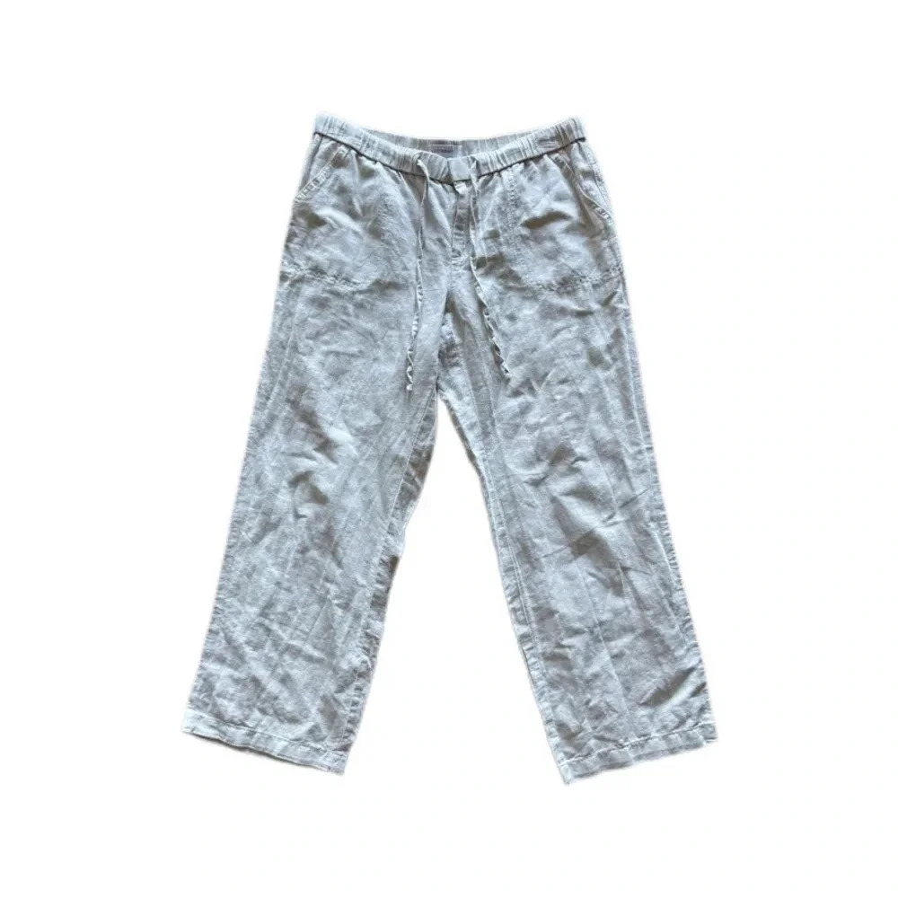 Liz Claiborne Linen Cotton Cropped Comfortable Pants Petite Medium